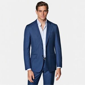 SuitSupply Havana Flap Wool Blazer 44R Blue VBC Quiet Luxury
